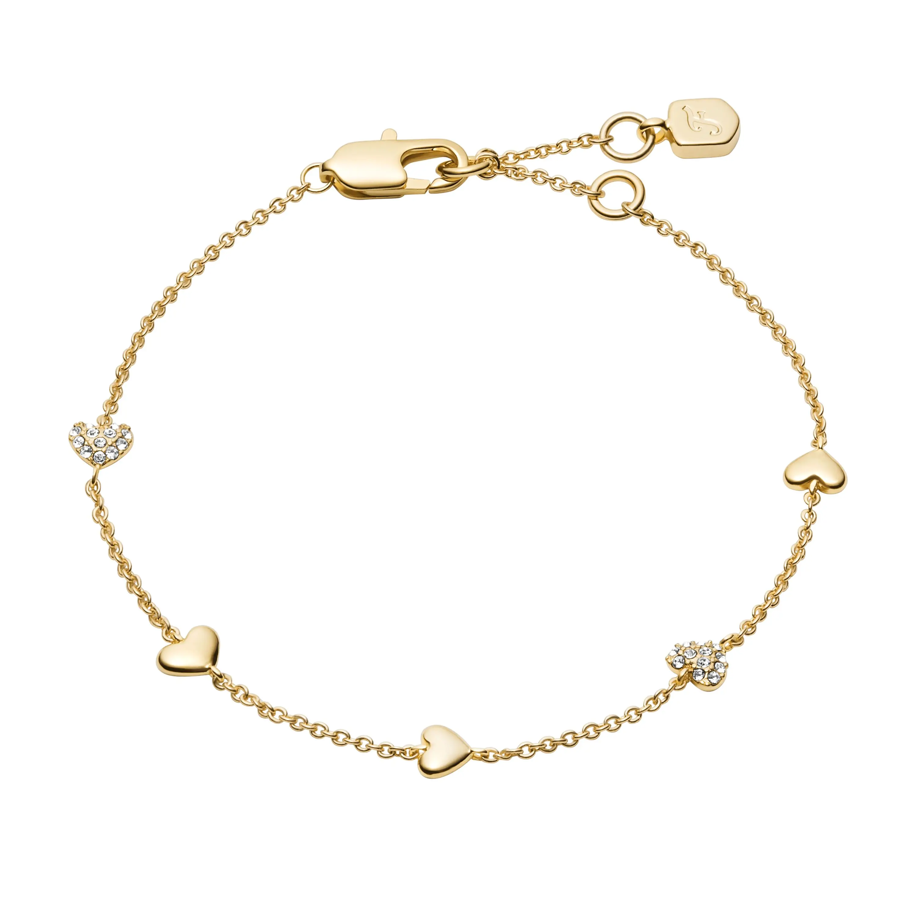 Fossil Women's Sutton Heartbeat Gold-Tone Brass Station Bracelet
