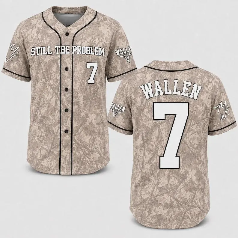 Wallen Still The Problem Tour 2026 Baseball Jersey - Country Music Fan Merch, Button-Up Sportwear, Trendy Street Style