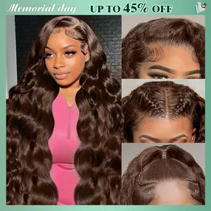 Mamushow #4 Chocolate Brown and #1 Jet Black 13x6 Body Wave Full Lace Frontal Human Hair Wigs #Tiktokshopmemorialday#Summervibes