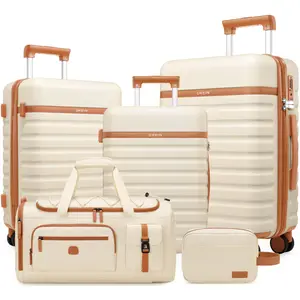 UKEIN 5-Piece Luggage Set – Polycarbonate Hardshell Carry-On Suitcases with Spinner Wheels and TSA Lock, School and Travel Luggage for Men & Women