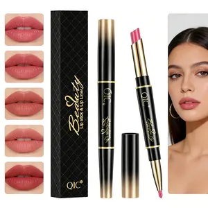 Dual-Ended Lip Liner & Lipstick 2-in-1 Pen, Precise Outline & Full Color Application in One Step, Long-Lasting Color Lock Smudge-Free, Ideal for Daily Commute & Refined Lip Makeup