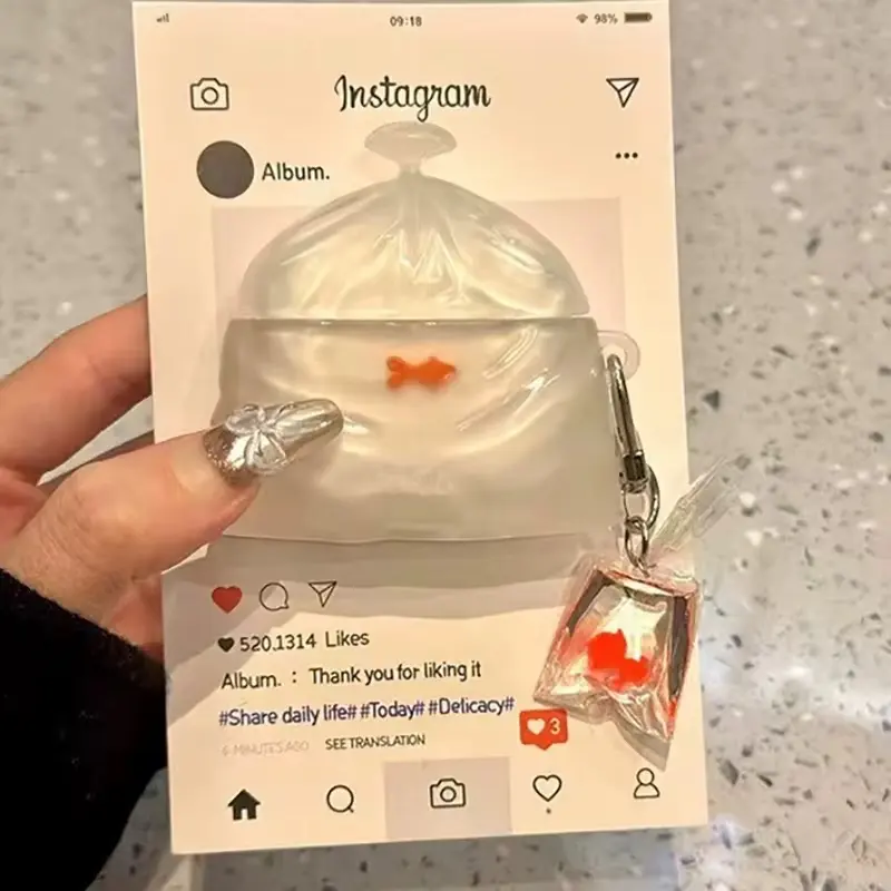 Fish Bag Goldfish AirPod Case 1 2 3 4 Pro - Unique Design for Apple AirPods - Protective and Stylish