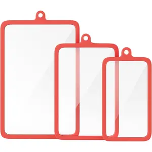 3Pcs Tempered Glass Cutting Boards for Kitchen, Glass Cutting Board Set (10"x6", 12"x8", 15"x10") with Non-Slip Silicone Edges, Hanging Hole, Clear Cutting Board for Countertop & Meal Prep