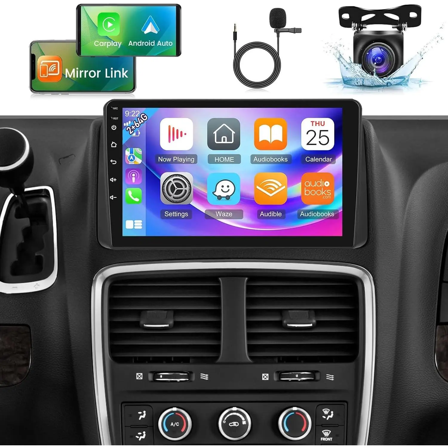 RIMOODY 9-in Aftermarket Car Stereo [2+64G] for Dodge Grand Caravan 2011-2020, Chrysler Grand Voyager 2011-2015 - Bluetooth, DSP Audio, Wireless CarPlay, Android Auto, WiFi, GPS, Canbus, Backup Camera, Car Accessory, Father's Day Gift, Aftermarket Car Ste