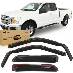Nilight in Channel Rain Guards for Ford F150/Raptor 2015-2020 Super Cab, F250 F350 F450 F550 2017 2018 2019 2020 Super Cab Window Deflectors, Vent Window Visors-4PCS, Acrylic, Aerodynamic