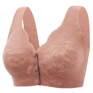 3-Piece New Bra for Middle-Aged and Elderly Women, Front-Open Button Design, Large Size, Gathered Anti-Sagging, Comfortable and Seamless, with Upper Support