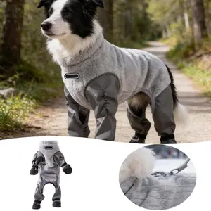 Waterproof Dog Coat Warm Fleece Dog Jumpsuit  Four Legs Full Body Coverage Durable Pet Anti Dirty Clothing Outdoor Walking Paw Protector