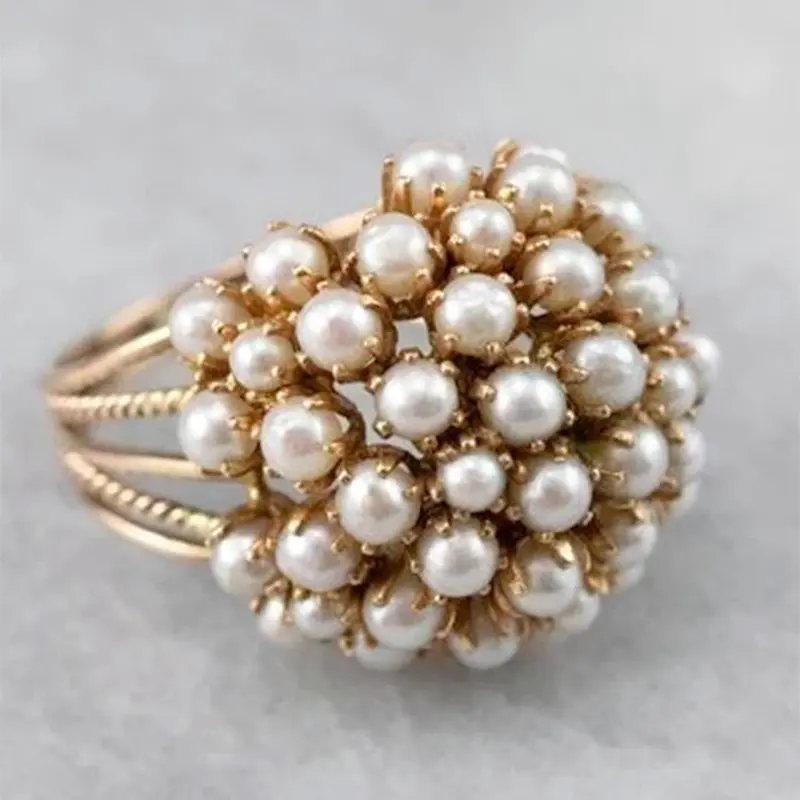 Charming Faux Pearl Cocktail Ring for Women for Wedding, Anniversary and Party Occasions, Daily Party Jewelry, Casual Style Jewelry Gift, All Season Appeal
