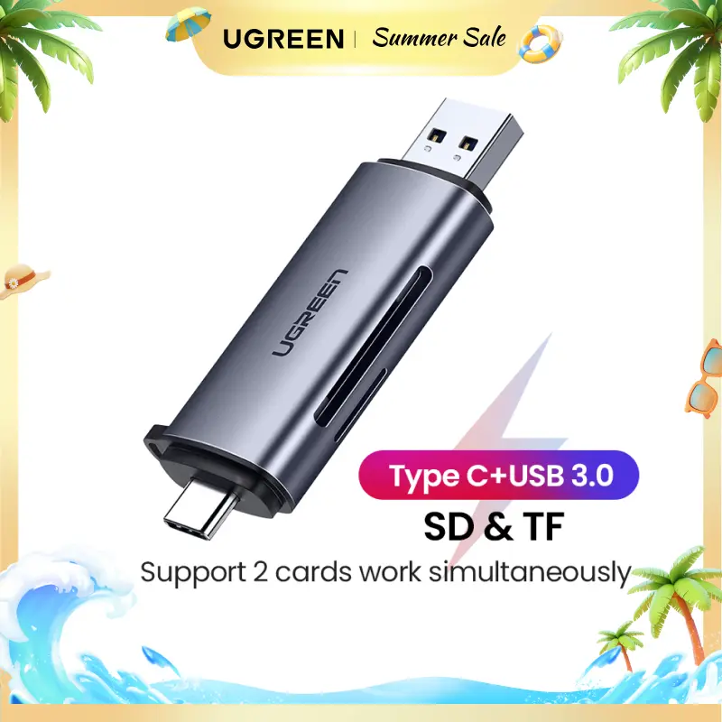 UGREEN SD Card Reader, USB C USB 3.0 Micro SD Card Reader for SD SDHC SDXC MicroSD Compatible with iPhone 17 16 15 Pro Max Samsung Android Computer PC（SD Card Not Included）-Summer Sale
