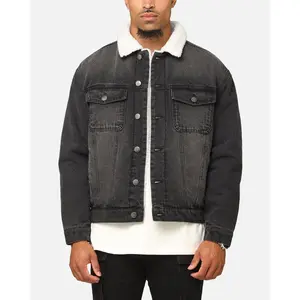Saint Morta Sherpa Boxy Denim Jacket Black Shadow