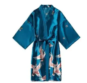 Satin Kimono Robe - Sexy Silk Bathrobe for Women (Short Sleeve)