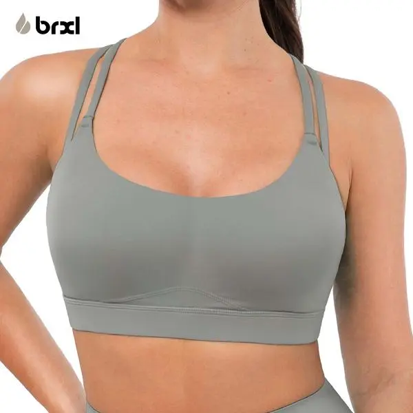 BRXL Women's Criss-Cross Back Sports Bra, High Support Padded Seamless Gym & Fitness Bra with Removable Cups, Supportive Sports Bra