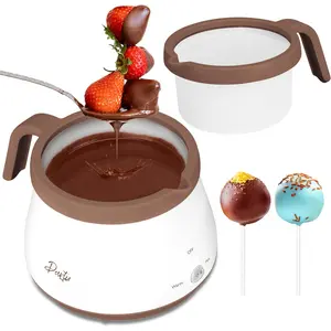 Candy and  Melting Pot, Mini Electric Fondue Pot, Melts Candy  in a Couple of Minutes, Ideal for Cake Pops Cookies Cakes, 1 Cups, Single Pot, Brown