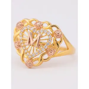 Rose Heart Initial Ring [A - M]