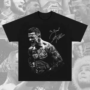 Dustin Poirier T-Shirt UFC MMA The Diamond Dustin Poirier Tee Ultimate Fighting Championship Graphic Tee for UFC & Sports Fans Short Sleeve Crew Neck Retro Soft Cotton MMA Shirt Perfect Gift for UFC Fans MMA Fans American Made Fightwear