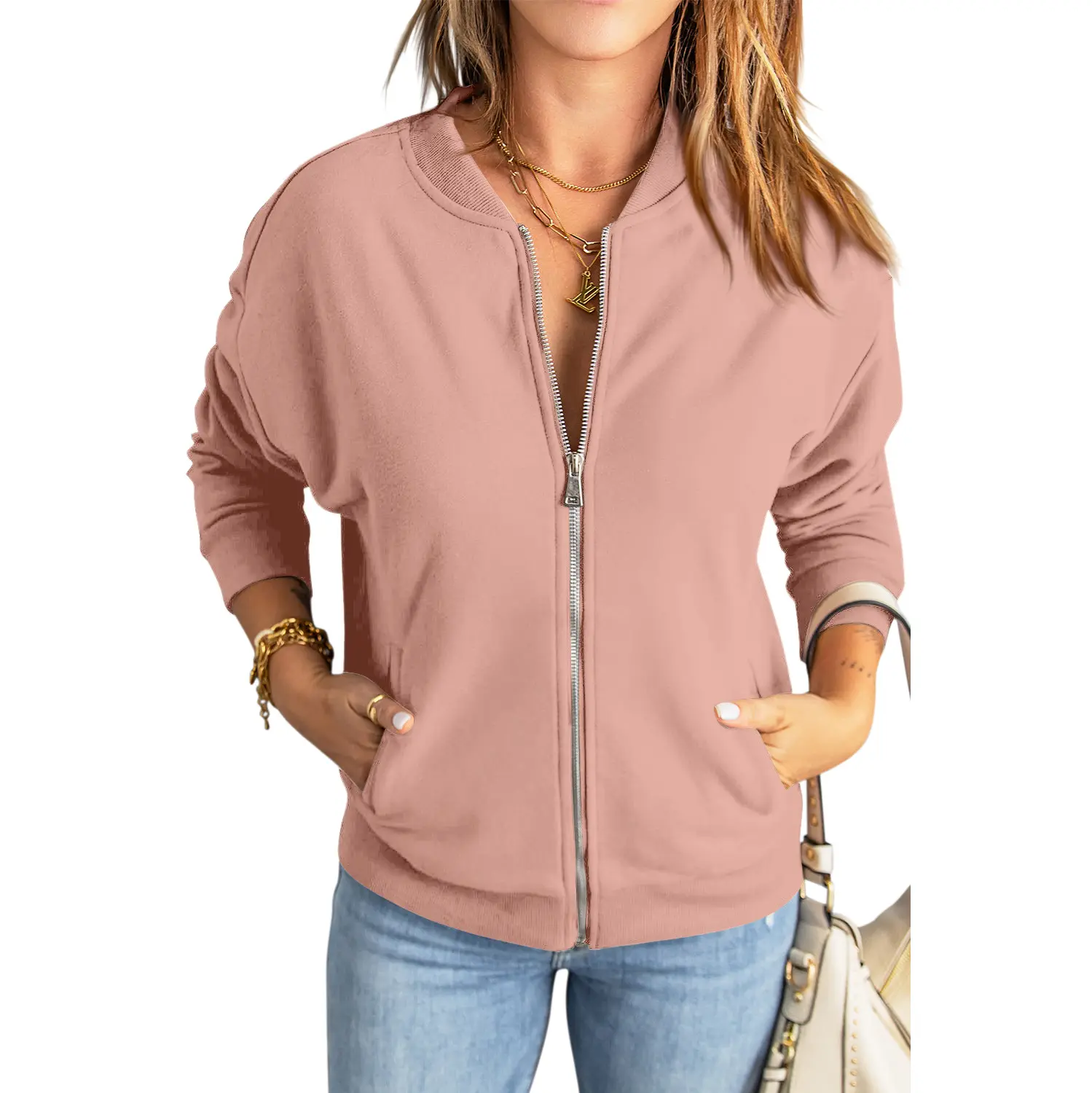 Imily Bela Womens Zip Up Sweatshirts Jackets Long Sleeve Casual Loose Outwear with Pockets