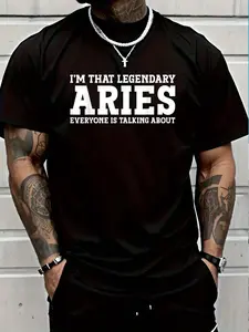 100% Cotton Aries Personal Name Funny Aries T-Shirt Women's Men's Graphic Tee Crew Neck summer vacation Tops