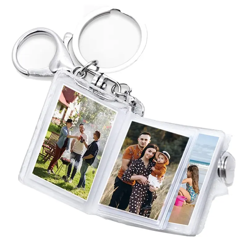 Compact Photo Album Keychain for Baby Keepsakes, Portable Unisex Picture Holder with 16 Photo Slots, Personalized DIY Gift, Transparent, Plastic, Travel Gifts