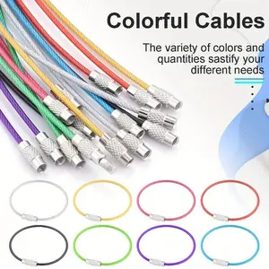 10pcs/pack Stainless Steel Cable Wire Key Chain Key Rings Travel Aircraft Luggage Tag Loops Hanging Outdoor Keychain Kayak Boat Hiking Camping Kits For Keychains Key Chain Rings Keychain Attachment