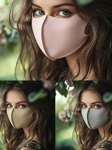 Summer Invisible Ice Silk Sunscreen Mask, UV Protection, Breathable, Eye Corner Shield, Casual Style, Plain Pattern, No Ca Prop 65 Re