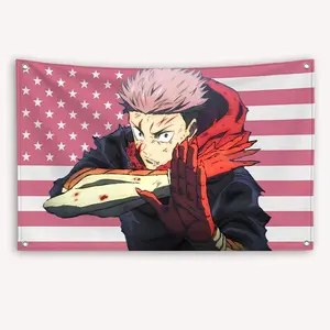 Itadori JJK Wall Banner – Anime American Flag Poster, Otaku Room Decor - American Flag Style, Otaku Room Decor.
