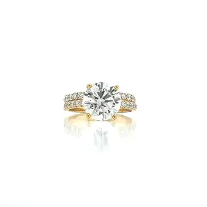14KY Lab Grown Diamond Solitaire Ring - 3.00ct H/VS2 IGI Certified with Band 4.00cttw CVD