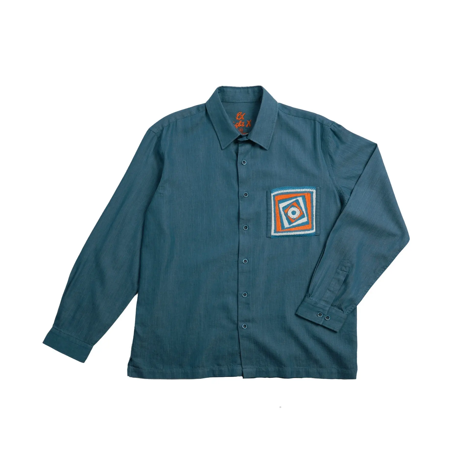 Indigo Denim Long Sleeve Button Up Shirt