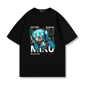 Hatsune Miku Kawaii Printed T-Shirt for Fans, 100% Cotton Summer Casual Unisex Fashion, Perfect Outdoor Loose Streetwear for Men, Women, and Children
