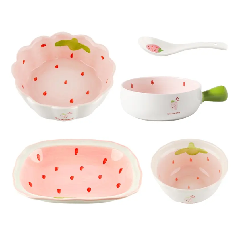KAWASIMAYA Strawberry Series dinnerware set – Hand‑Painted Underglaze, Oven/Microwave Safe, Easy‑Clean, Fade‑proof & peel‑proof