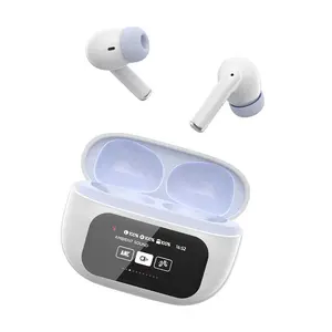 G01 Touch Screen Earphone TWS ENC ANC Active Noise Reduction Wireless Earbuds Full Color  LED Digital Display Earphones