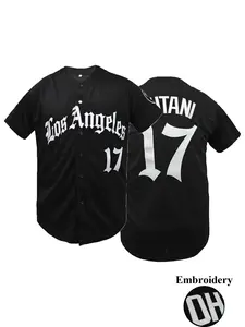 High Quality Men's #17 Stitched Baseball Jersey, Sports Jersey, Stylish Jersey, Embroidered V-Neck Button-Up Short Sleeve Baseball Shirt, Loose Fit Casual Wear for All Seasons