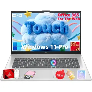 HP 17.3" Touchscreen Business Laptop, AMD Ryzen 5 7430U (6-Core),Large Anti-Glare Display, Backlit Keyboard, WiFi 6, Office 365 Web Version,Windows 11 Pro, Ideal for Office & Students, w/Accessories