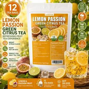 LVSEFOD Premium Freeze-Dried Lemon Passion Fruit Tea, Fruit Tea, 6.35 Oz (15G X 12 Packets), Made with Lemon, Passion Fruit, And Kumquat. A Healthy, Natural Fruit Tea, Perfect for Summer Cold Brewing. Ideal As A Gift