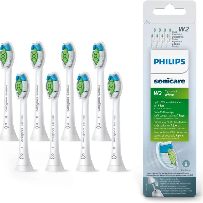Philips W2 Sonicare Optimal Whitening White BrushSync Heads 8 Count