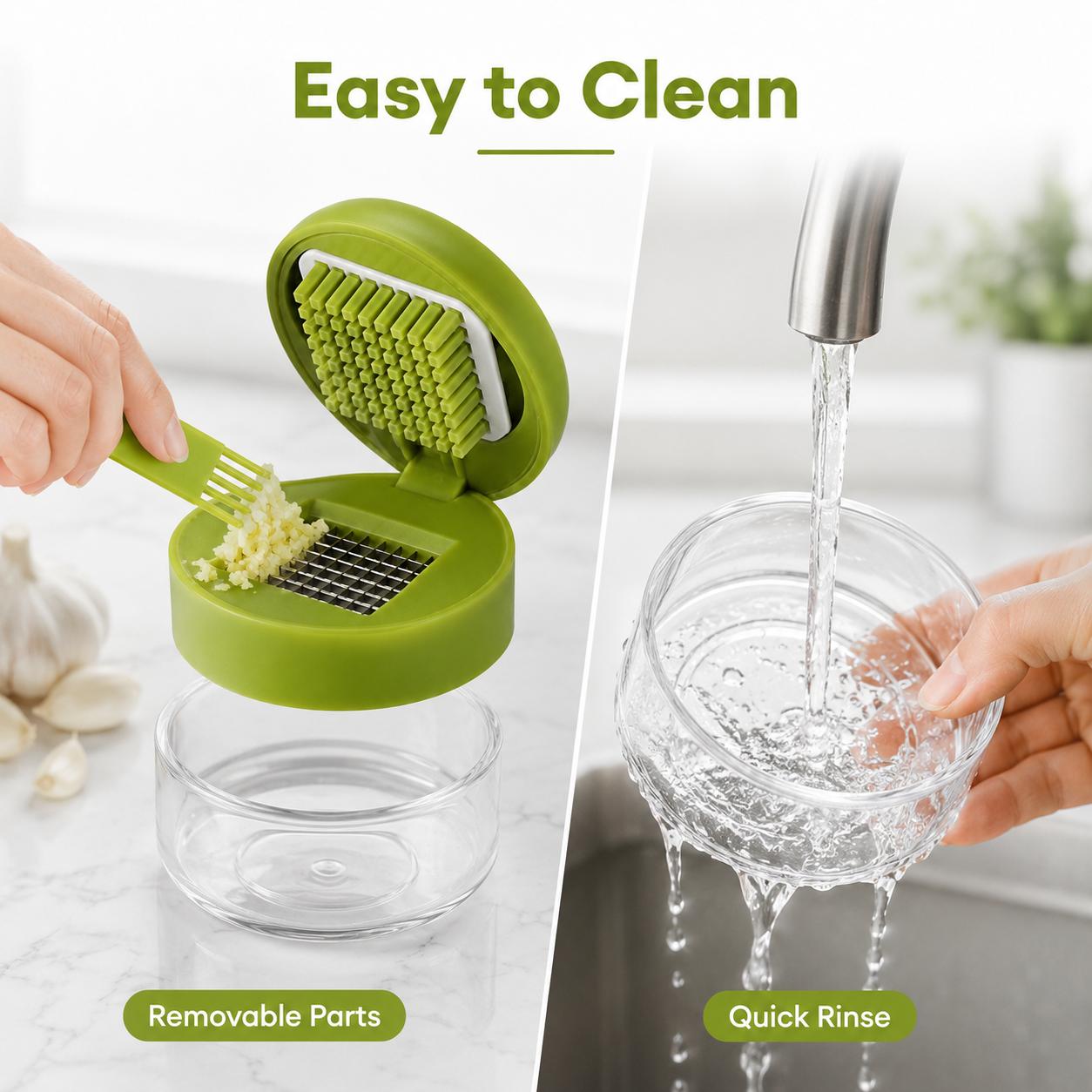 Manual Garlic Chopper, Mini Garlic Press Cutter with Stainless Steel Blades & Clear Collection Cup, Compact Kitchen Garlic Mincer for Garlic, Ginger, Onion & Chili, Easy-Press Food Prep Tool, Green Manual Garlic Chopper, Mini Garlic Press Cutter with Stainless Steel Blades & Clear Collection Cup, Compact Kitchen Garlic Mincer for Garlic, Ginger, Onion & Chili, Easy-Press Food Prep Tool, Green