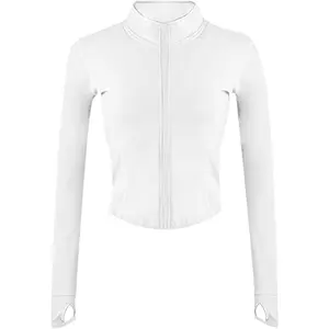 Yeokou Womens Active Zip up Running Workout Cropped Bbl Athletic Jacket with Thumb Holes Yeokou