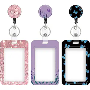 3 Set Heavy Duty Badge Holder with Retractable Reel,ID Badge Holder Key Card Work Badge Clip for Nurse Teacher Student Office Women Men