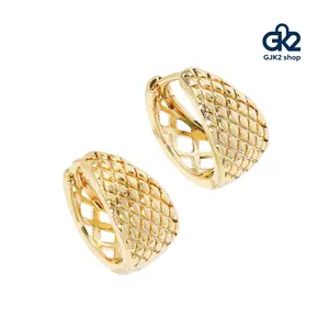 New Arrival Luxury Square Hoop Earrings, One-sided Colorful Cubic Zirconia, Real Gold Plated Fashion Ear Jewelry for Women