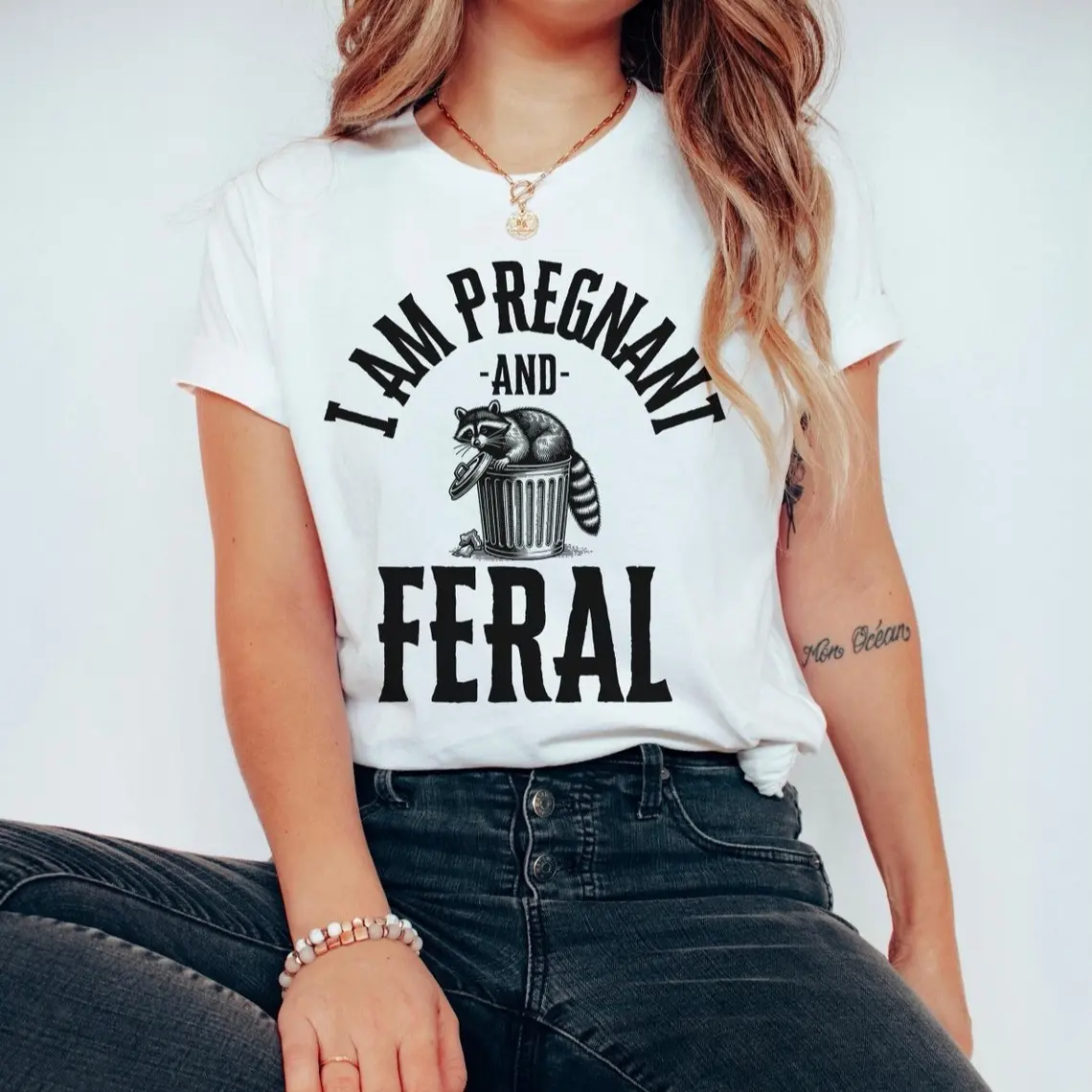 Funny Raccoon Pregnancy Shirt, Pregnant and Feral Trash Panda Shirt, Wildlife Graphic Tee, Humorous Pregnancy Shirt, Raccoon Maternity Shirt