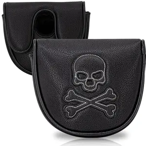 Df3 Putter Golf Putter Head Cover, Line Skull Design, PU Material, Magnetic Closure, Scratch Resistant, Fits Putter Accessories