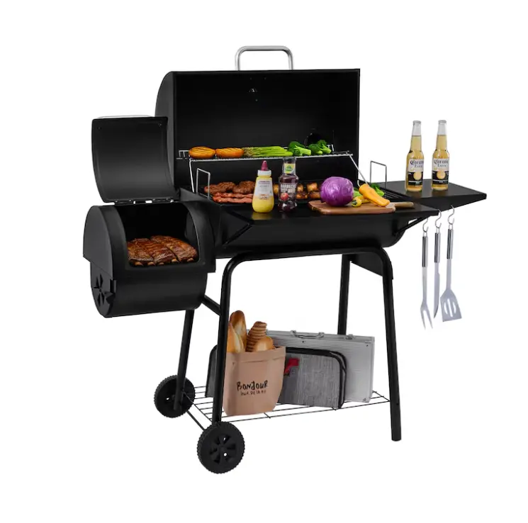 Royal Gourmet Offset Smoker 823 Sq. In. 27.44-in W Black Barrel Charcoal Grill