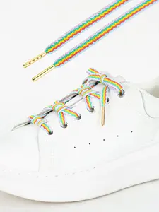 Pair of Metal Head Gemstone Rainbow Dreamy Style Shoelaces, Casual Daily Use, Fashionable Shoe Laces for Everyday Wear