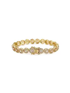 One full diamond round bezel tennis bracelet, diamond bracelet band, light luxury minimalist high-end dinner style, ideal for daily commutes, friend gatherings and gifting, Diamond Accents Design