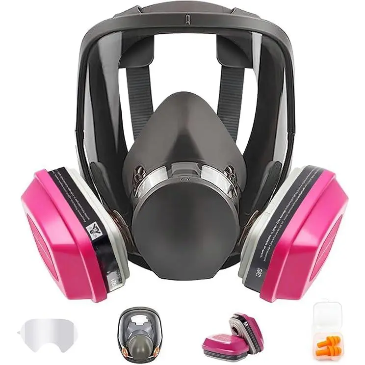 6800 Reusable Silicone Full Face Respirator Mask with 60921 Filters, Anti-Fog, 1 Size, Ideal for Laser Work, Shooting, Lab Use (Tools & Hardware Welding/Soldering Accessories)