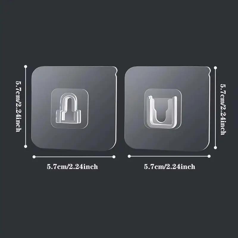 10 Pairs Clear Double-Sided Adhesive Wall Hooks - Mounted Door Hanger Kit - No Drill Sticker Hangers with Suction Cup for Bathroom, Kitchen