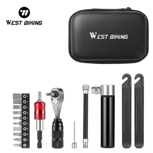 WEST BIKING Portable Bike Tool Repair Kit Set, Pump Bicycle Repair Multi Tools, Multifunctional Bicycle Tool Kit Repair Set with Tool Box, Bike Accessories