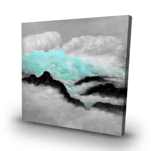 Begin Home Decor C1RC3232SS1W94 32 x 32 in. Gray & Blue Clouds - Blue Mountains Canvas for Home Decor