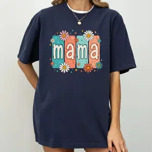 Retro Mama Flower Shirt Vintage Daisy Graphic Tee Cute Mom Gift Soft Floral Summer R