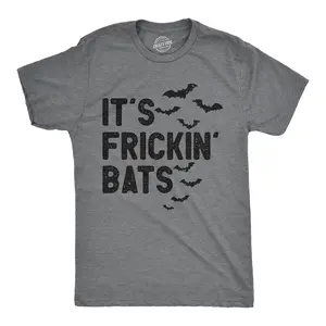 Mens Its Frickin Bats T Shirt Funny Halloween Spooky Season Bat Lovers Tee for Guys Mens Funny T Shirts Cool Vintage Fashion T-Shirt Gift Classic Menswear Halloween Apparel for Men Novelty Tees for Guys Dark Grey
