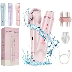 Bikini Shaver , Electric Bikini Trimmer for Women Pubic Hair, 2 in 1 Dual Head Body Hair Electric Razor, Intimate Pubic Trimmer
